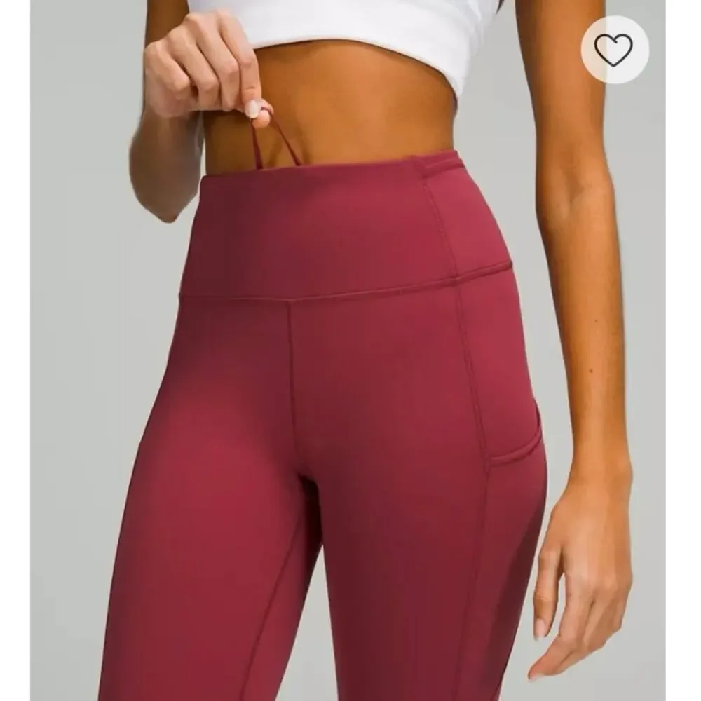 NWOT Lululemon Fast & Free Brushed Nulux 25” High-Rise Tight Red Maroon Size 2